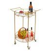Gold Bar Cart Drinks Trolley Wine Coffee Tea Kitchen Outdoor Serving Round 2 Mirror Shelves Wine Holders Hooks Handles