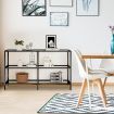 Black Console Table Sofa Hallway Entrance Entryway Display Stand Plant Shelf Living Room Furniture 3 Tiers Tempered Glass Top