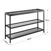 Black Console Sofa Table Hallway Entrance Entryway Display Stand Living Room Furniture Plant Shelf Tempered Glass Top 3 Tiers
