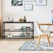 Black Console Sofa Table Hallway Entrance Entryway Display Stand Living Room Furniture Plant Shelf Tempered Glass Top 3 Tiers