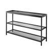 Black Console Sofa Table Hallway Entrance Entryway Display Stand Living Room Furniture Plant Shelf Tempered Glass Top 3 Tiers