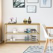 Console Sofa Table Hallway Entrance Entryway Display Stand Plant Shelf Living Room Furniture Tempered Glass Top 3 Tiers