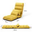 Floor Sofa Couch Bed Recliner Lounge Chaise Chair Folding Adjustable with Pillow Pedal Yellow