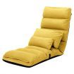 Floor Sofa Couch Bed Recliner Lounge Chaise Chair Folding Adjustable with Pillow Pedal Yellow