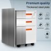 Filing Cabinet 3 Drawers Cupboard Storage Shelves Organizer Bedside Table Wheels J Pull Orange White Office Home