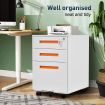 Filing Cabinet 3 Drawers Cupboard Storage Shelves Organizer Bedside Table Wheels J Pull Orange White Office Home