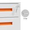 Filing Cabinet 3 Drawers Cupboard Storage Shelves Organizer Bedside Table Wheels J Pull Orange White Office Home