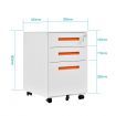 Filing Cabinet 3 Drawers Cupboard Storage Shelves Organizer Bedside Table Wheels J Pull Orange White Office Home