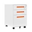 Filing Cabinet 3 Drawers Cupboard Storage Shelves Organizer Bedside Table Wheels J Pull Orange White Office Home