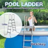Bestway Above Ground Swimming Pool Ladder Steps Stairs for 1.32m Wall Height Pools