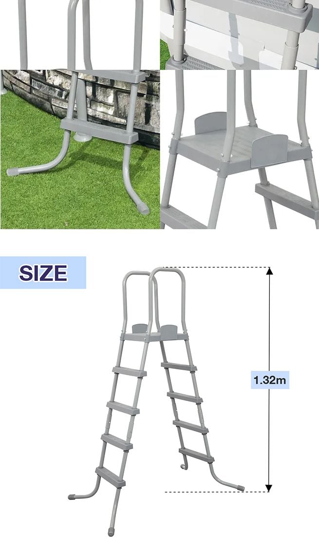 Bestway Above Ground Swimming Pool Ladder Steps Stairs for 1.32m Wall Height Pools