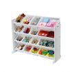 Kids Toy Box Organiser Bookshelf Storage Rack Display Shelf 4 Tier 16 Plastic Bins Drawers Unit White Kidbot
