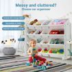 Kids Toy Box Organiser Bookshelf Storage Rack Display Shelf 4 Tier 16 Plastic Bins Drawers Unit White Kidbot