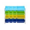 Kids Toy Box Bookshelf Organiser Storage Rack Display Shelf 16 Plastic Bins Drawers Unit Multicolour Kidbot