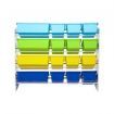 Kids Toy Box Bookshelf Organiser Storage Rack Display Shelf 16 Plastic Bins Drawers Unit Multicolour Kidbot