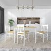 Dining Table Set 4 Chairs Seaters Bench Kitchen Furniture Solid Pine Wood Square Oak White