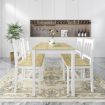 Dining Table Set 4 Chairs Seaters Bench Kitchen Furniture Solid Pine Wood Square Oak White