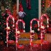 2pcs LED Solar Christmas Decorative Candy Cane Sign Light Waterproof Outdoor Pile Light Used for Road Garden Garden Lawn Christmas