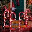 2pcs LED Solar Christmas Decorative Candy Cane Sign Light Waterproof Outdoor Pile Light Used for Road Garden Garden Lawn Christmas