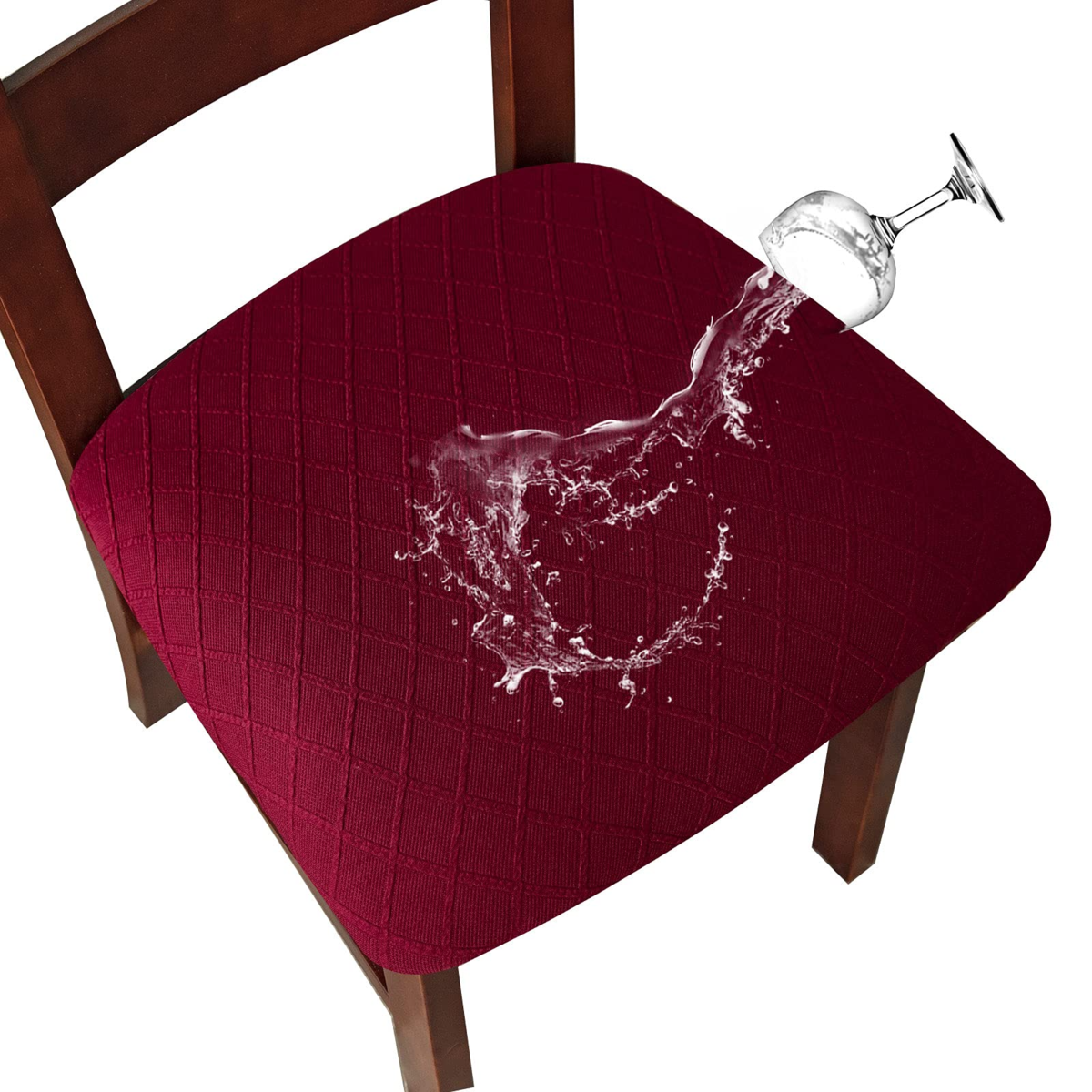 Waterproof Seat Covers for Dining Room Chairs Covers Dining Chair Cover Kitchen Chair Covers (Wine Red, 2 Pcs)
