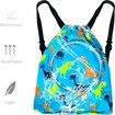 Drawstring Gym Backpack Swim Bag Yogo Bags Waterproof Draw String Sackpack Beach Sport for Girls Boys Swiming (Blue)