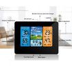 Full-Touch Wireless Meteorological Color Clock Wall Alarm Clock Indoor Outdoor Temperature Humidity Backlight Snooze Function USB Power Color Black