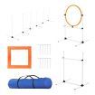 5PCS Dog Agility Equipment Set Pet Obstacle Course Hurdle Jump Training Exercise Supplies Toys Sports High Hoop Weave Pole Pause Box with Bag