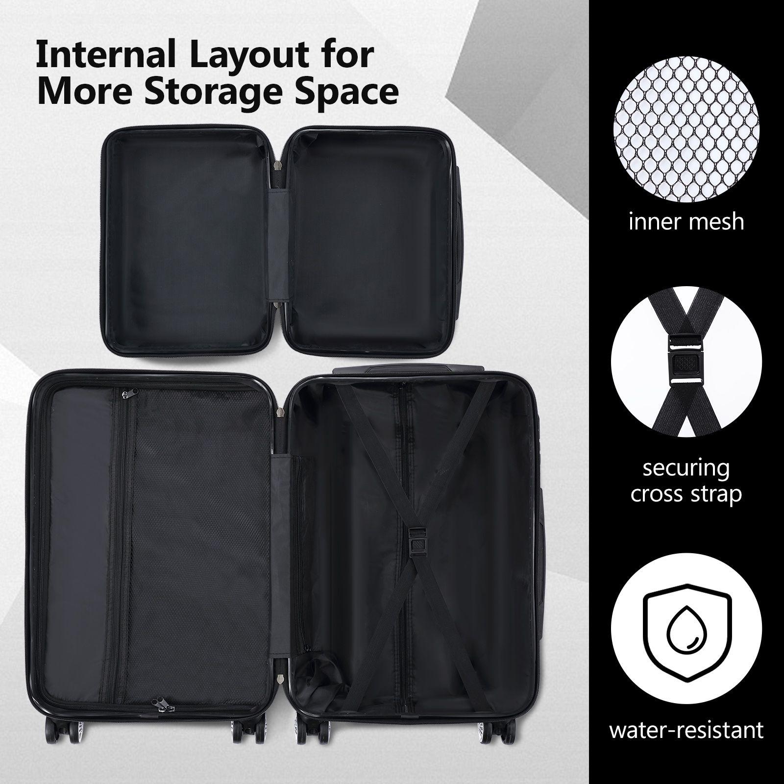 2 Piece Luggage Set Carry On Hard Shell Travel Suitcases Traveller ...