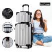2 Piece Luggage Set Carry On Travel Suitcases Hard Shell Lightweight Traveller Checked Rolling Travelling Trolley Vanity Bag