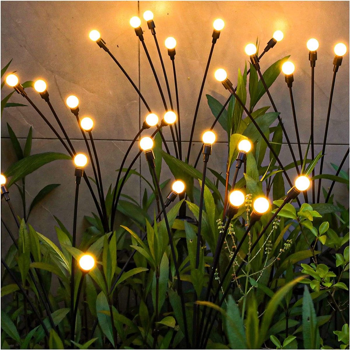 Solar Garden Outdoor Pathway Lights LED Swaying Light Flexible Wire Weatherproof Yard Patio Warm White 4 Pack