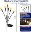Solar Garden Outdoor Pathway Lights LED Swaying Light Flexible Wire Weatherproof Yard Patio Warm White 4 Pack