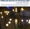 Solar Garden Outdoor Pathway Lights LED Swaying Light Flexible Wire Weatherproof Yard Patio Warm White 4 Pack
