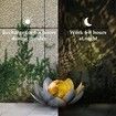 Solar Light Outdoor Metal Glass Decorative Waterproof Garden Light LED Lotus Flower Table Lamp (Grey)