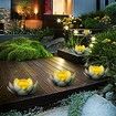 Solar Light Outdoor Metal Glass Decorative Waterproof Garden Light LED Lotus Flower Table Lamp (Grey)