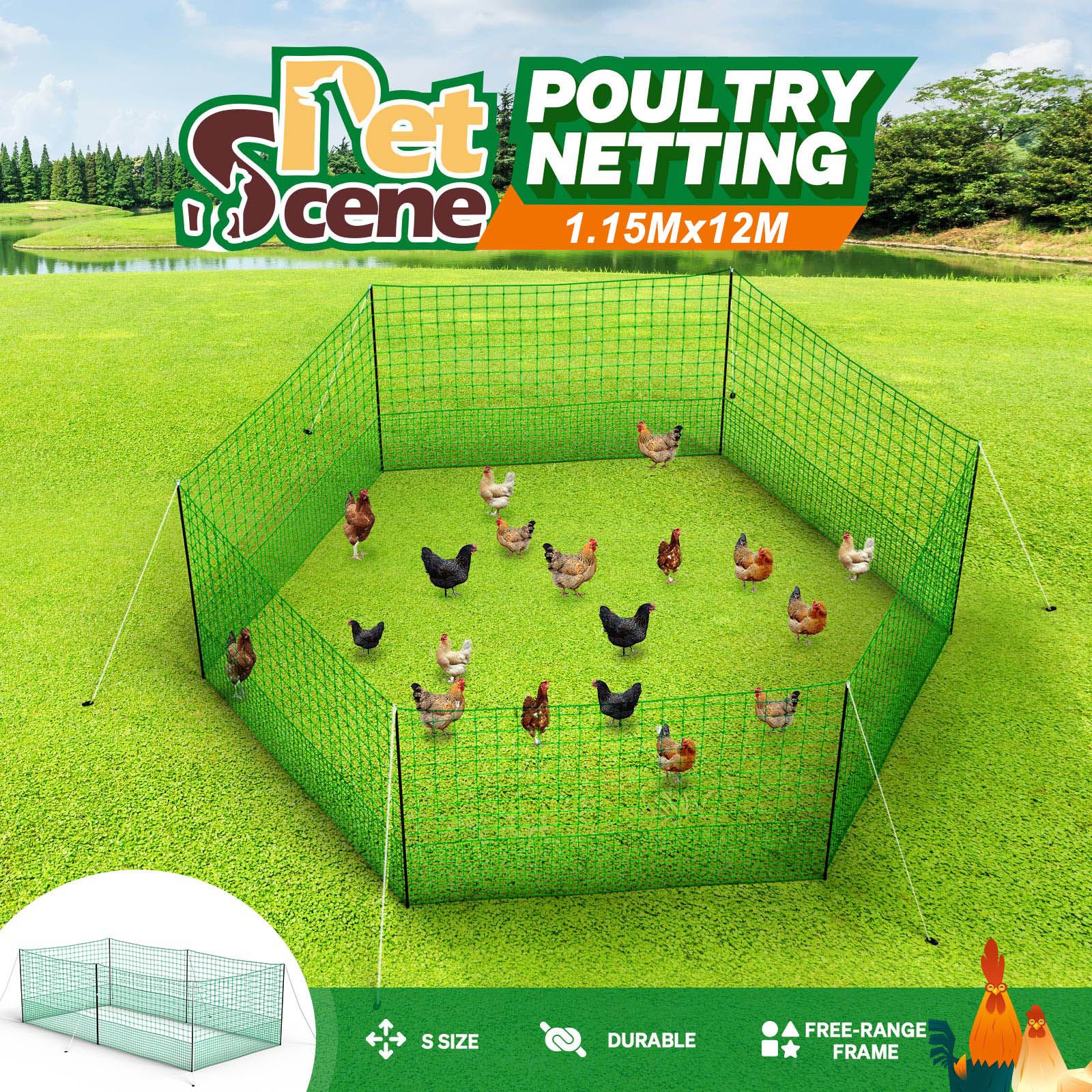 Chicken Run Pen Fence Duck Breeding Farm House Cage Poultry Mesh Netting Enclosure Hutch Outdoor Habitat