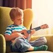 Kids Musical Ukulele Guitar Toy Beginner Instrument Preschool Learning Brown Durable Fun Playset