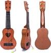 Kids Musical Ukulele Guitar Toy Beginner Instrument Preschool Learning Brown Durable Fun Playset