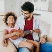 Kids Musical Ukulele Guitar Toy Beginner Instrument Preschool Learning Brown Durable Fun Playset
