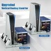 PS5 Stand with PS5 Controller Charging Station & Dual Suction Cooling Fans,PS5 Cooling Station,PS5 Controller Charger Game Organizer,PS5 Vertical Stand