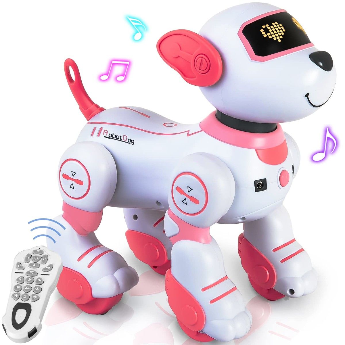 RC Robot Electronic Dog Pets Programmable Interactive Smart Dancing Walking Voice Control Gifts for Kids Age 3+(Pink)