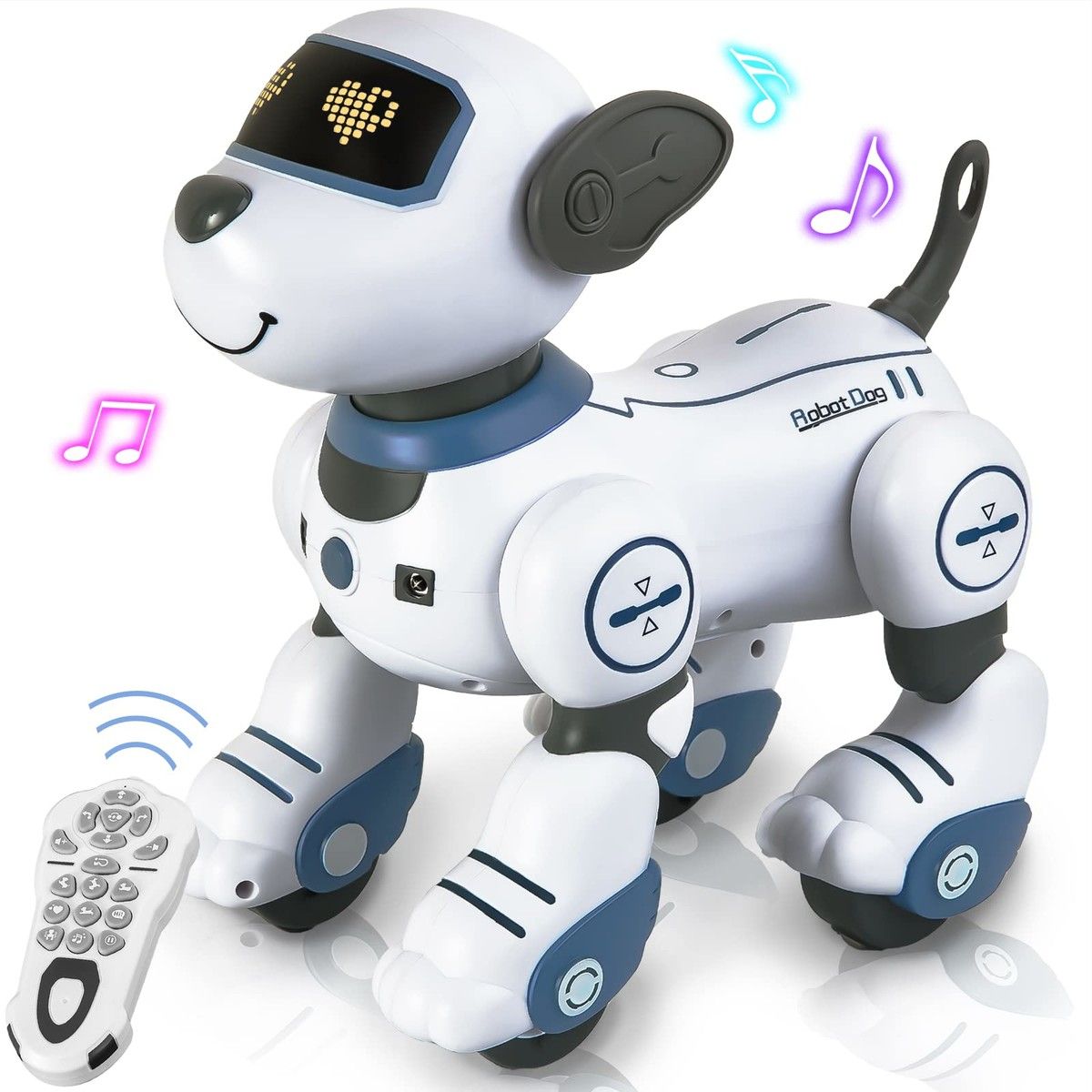 RC Robot Electronic Dog Pets Programmable Interactive Smart Dancing Walking Voice Control Gifts for Kids Age 3+(Blue)