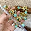 Vintage no-pierced palace style treasure tassel ear clip ancient color glass earrings stud clip no-pierced
