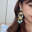 Vintage no-pierced palace style treasure tassel ear clip ancient color glass earrings stud clip no-pierced
