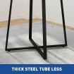 Round Dining Room Table Kitchen Black Furniture Small Modern Rustic Midcentury Industrial for 4 Person with X Shaped Steel Legs