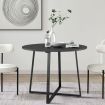 Round Dining Room Table Kitchen Black Furniture Small Modern Rustic Midcentury Industrial for 4 Person with X Shaped Steel Legs