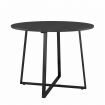 Round Dining Room Table Kitchen Black Furniture Small Modern Rustic Midcentury Industrial for 4 Person with X Shaped Steel Legs