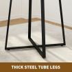 Round Dining Table Room Kitchen Small Modern Rustic Midcentury Furniture for 4 Person with Black X Shaped Steel Legs Brown Tabletop