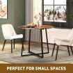 Round Dining Table Room Kitchen Small Modern Rustic Midcentury Furniture for 4 Person with Black X Shaped Steel Legs Brown Tabletop