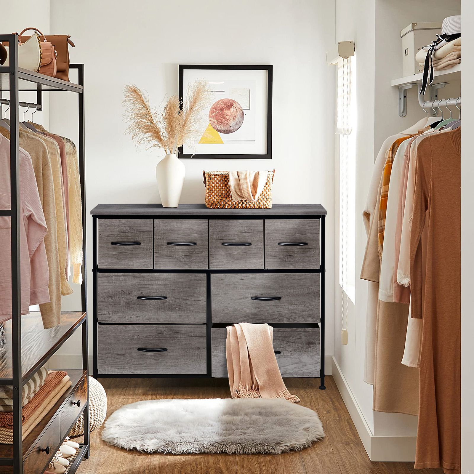 Dresser Wide Tall Chest of 8 Drawers Tallboy TV Stand Console Table