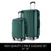 2 Piece Luggage Set Carry On Travel Suitcases Cabin Hard Shell Case Bags Lightweight Rolling Trolley with Wheels TSA Lock Green